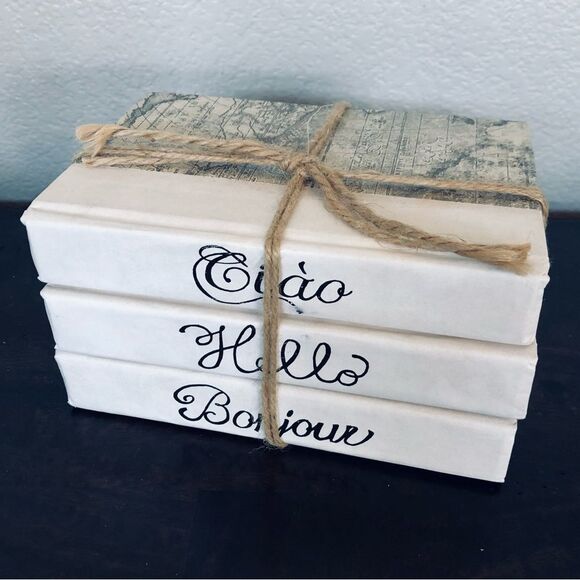 Other - Ciao Bonjour Hello Shabby Chic Stack Books Bookshelf Decor